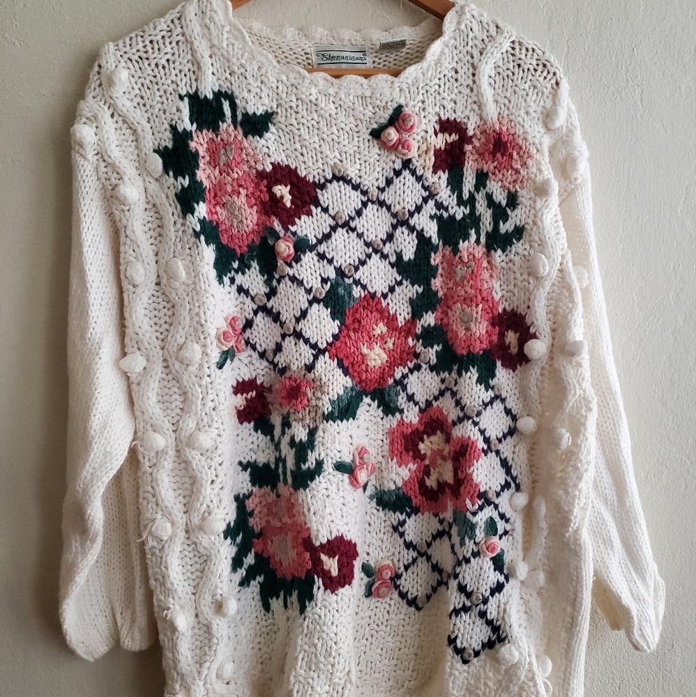 Shenanigans Floral Hand Knit Sweater
